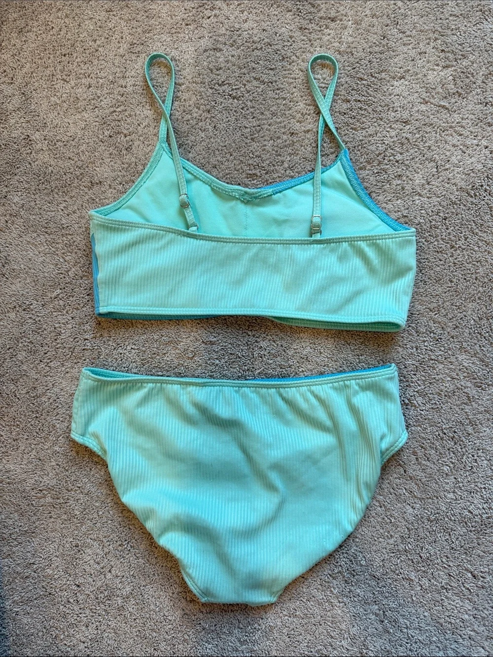 abercrombie kids Two-Tone Aqua & Teal Ribbed Bikini Set